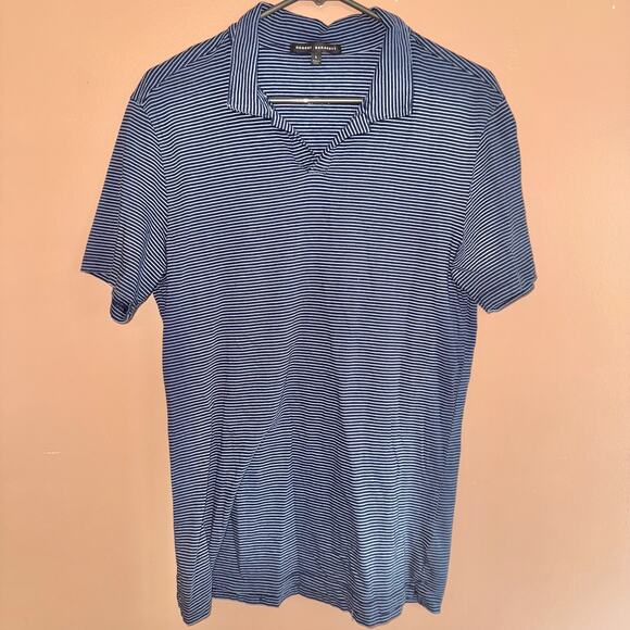 Robert Barakett Men's Blue Striped Polo Tee T-Shirt Size Large - Picture 1 of 7